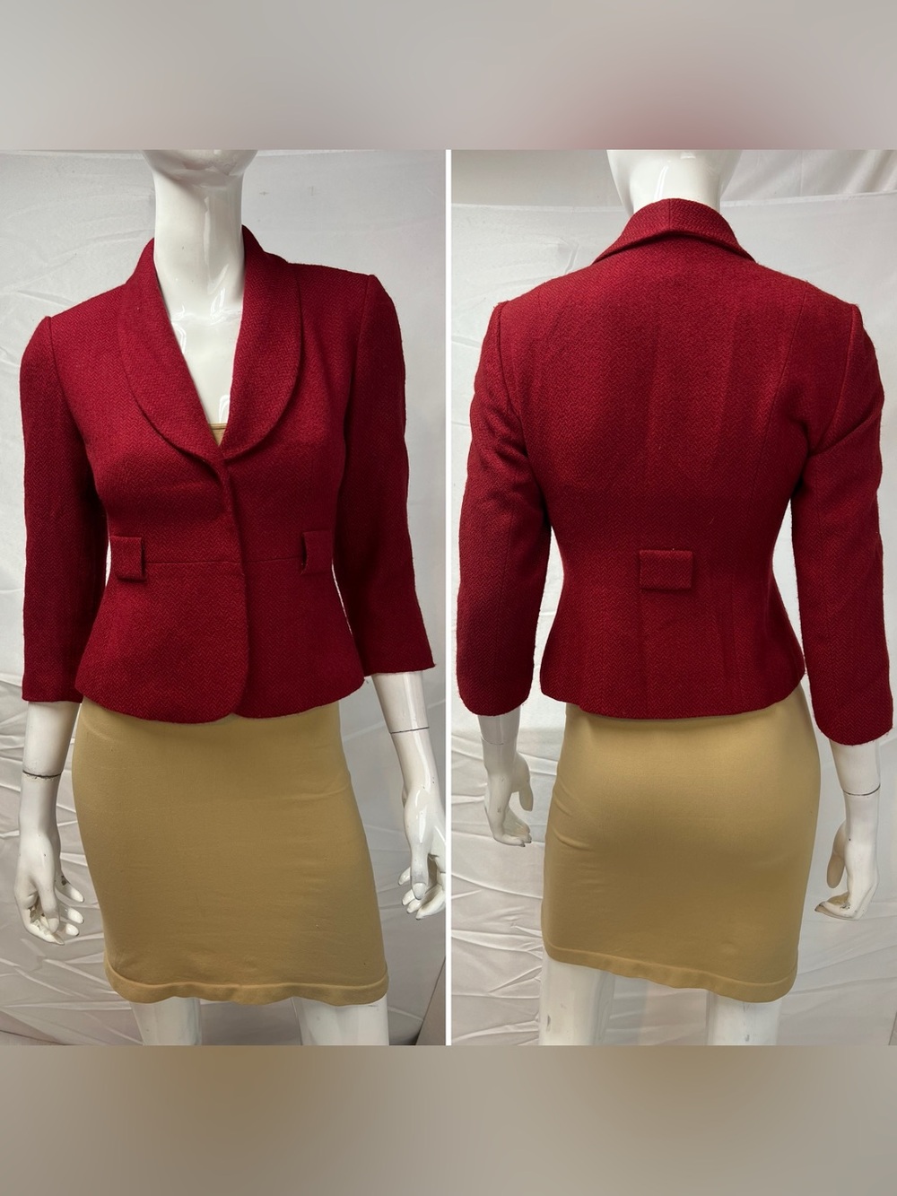Tahari ASL 0P Petite 0 Red Blazer Suit Jacket Career Suiting